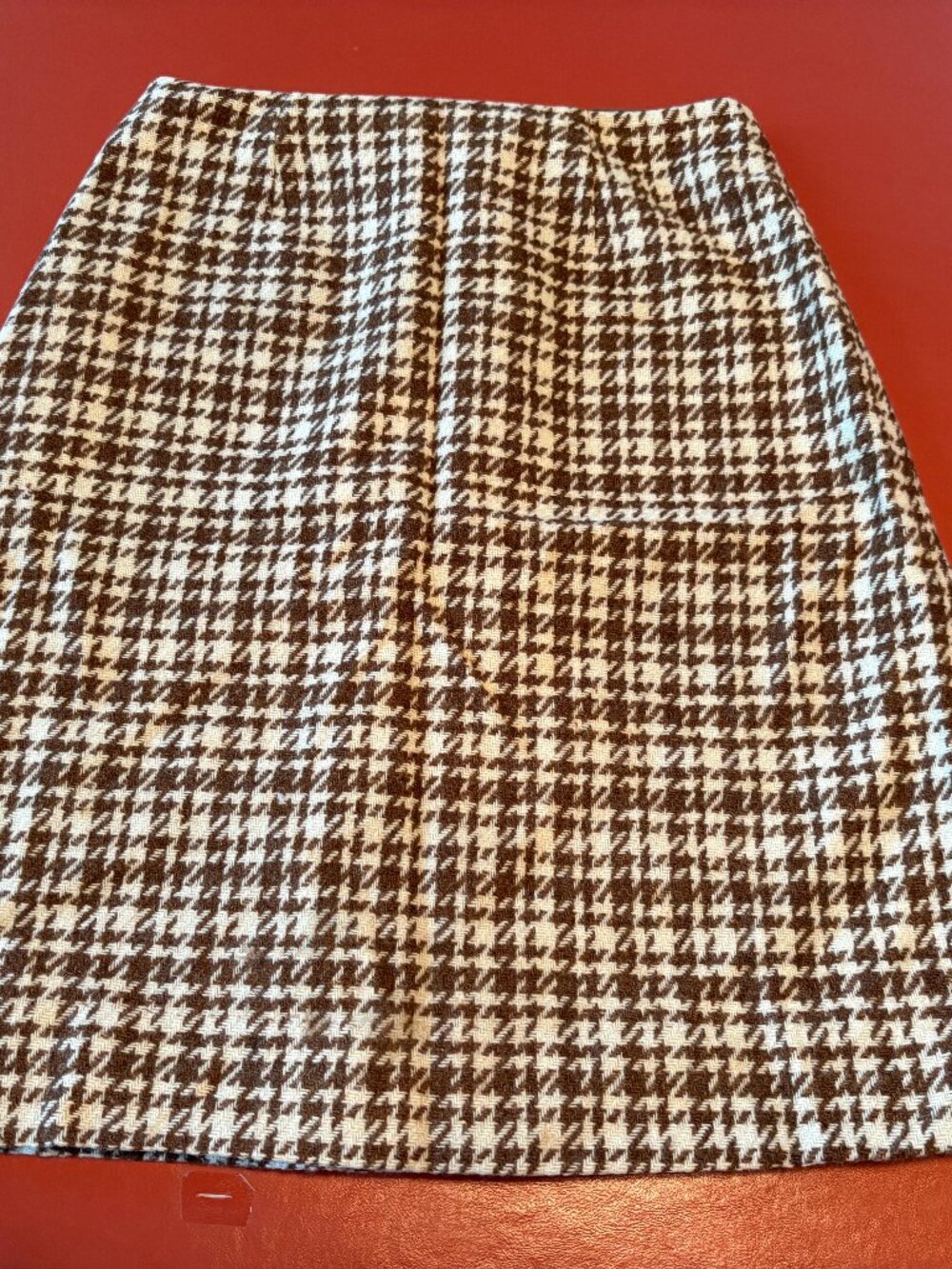 Vintage Women's Skirt Handmade Lined Brown Cream See measurements for size
